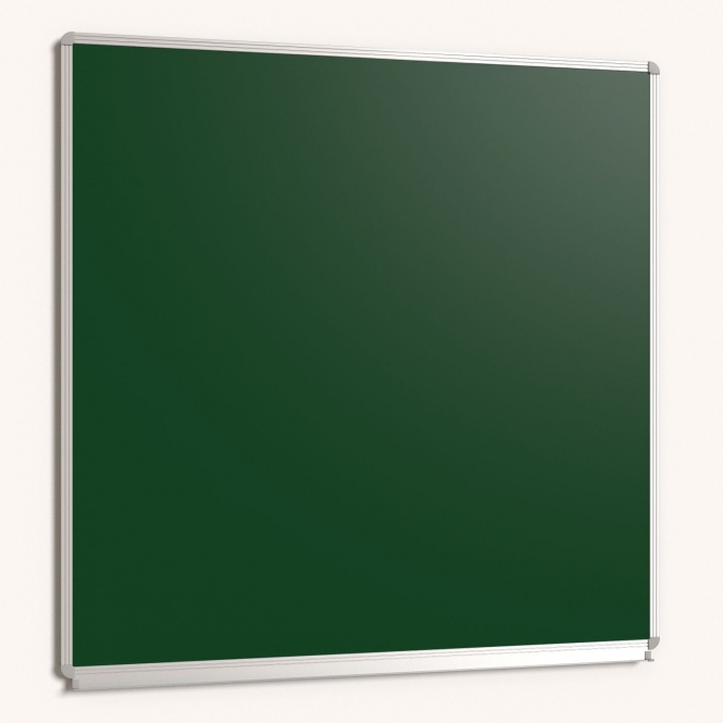 Wandtafel Stahlemaille grün, 100x100 cm, mit durchgehender Ablage, 